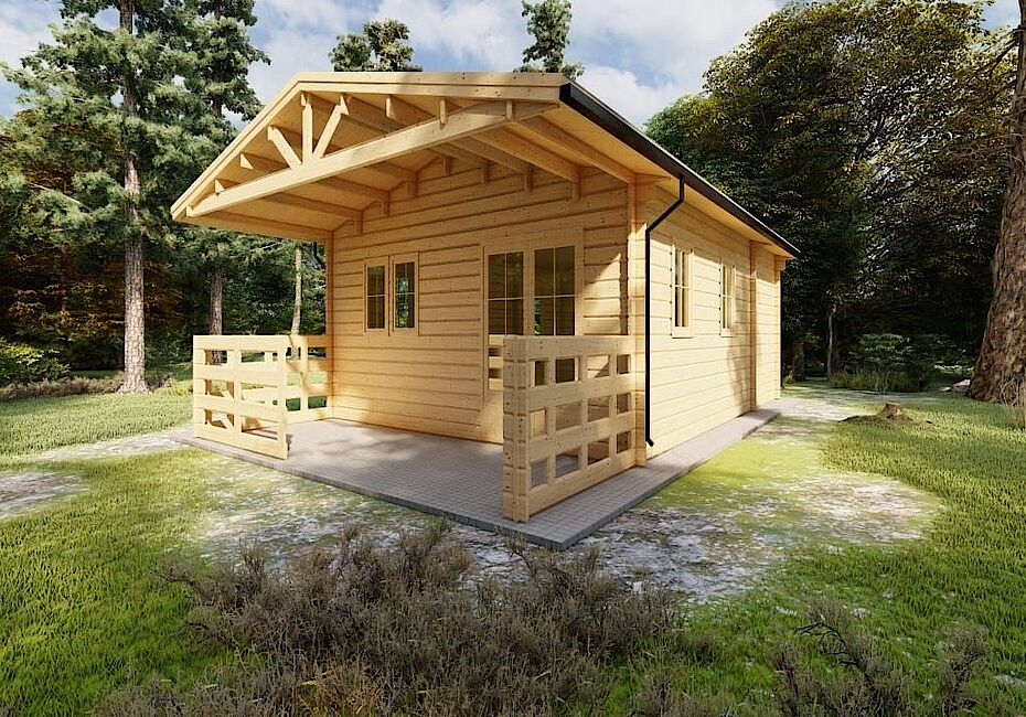 Caleba SRL - Casa di legno coibentata Gaia 6m x 4,5 +10,16mq mezzanino calpestabile