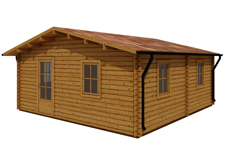 Caleba SRL - Casa di legno IRMA 6mx6m (44mm) 3 stanze