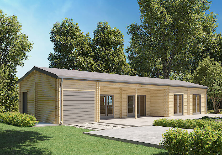Caleba SRL - Casa di legno abitabile CLOE 114 m² con garage per auto