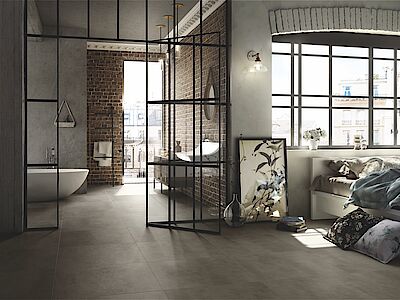 Il fascino dell'industrial chic con le lastre ceramiche di Casalgrande Padana