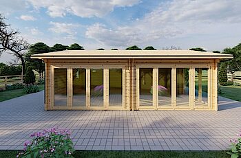 Caleba SRL - Casa di legno AUGUSTA 8x6 m (60mm) 48 mq (visitabile in esposizione)