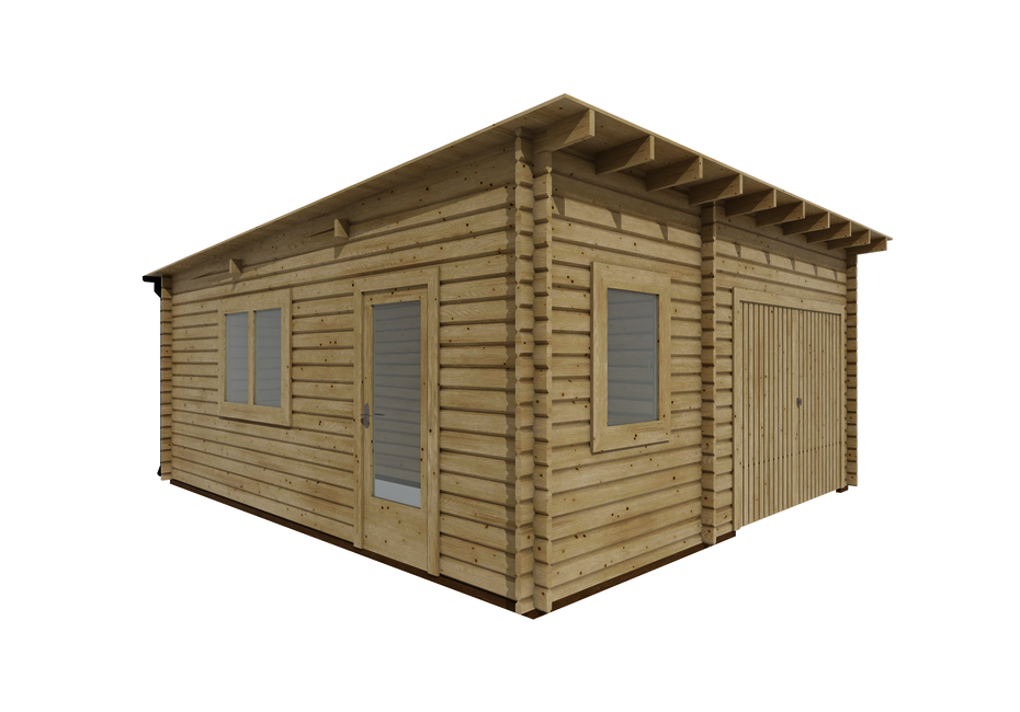 Caleba SRL - Garage in legno SINGOLO + Ripostiglio 6.0 x 5.4, 32.4 m²