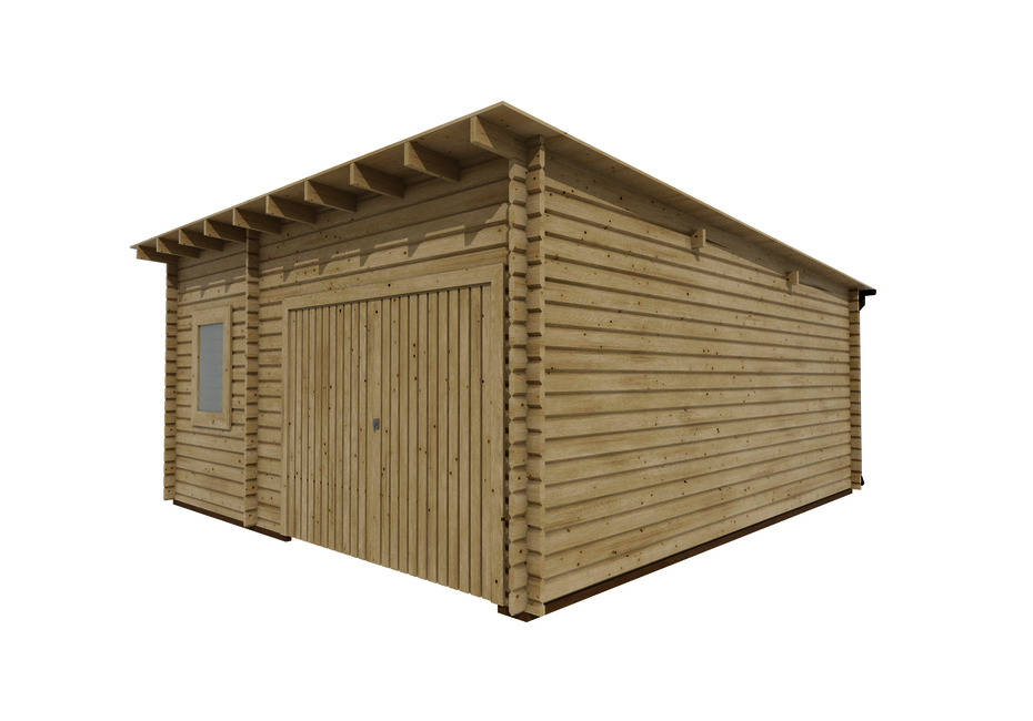 Caleba SRL - Garage in legno SINGOLO + Ripostiglio 6.0 x 5.4, 32.4 m²