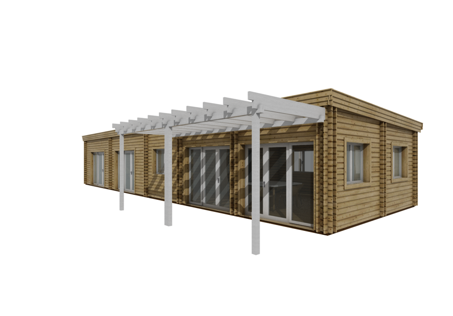 Caleba SRL - Casa di legno abitabile CAMELIA 125 m², tetto piano