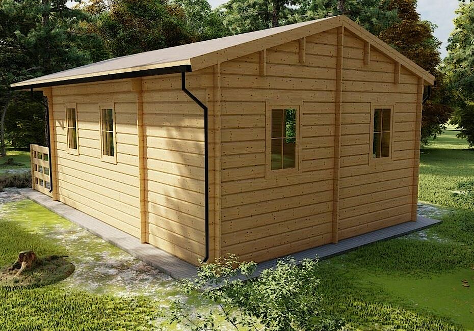 Caleba SRL - Casa di legno GAIA (44mm) 6m x 4,5m +10,16mq mezzanino calpestabile