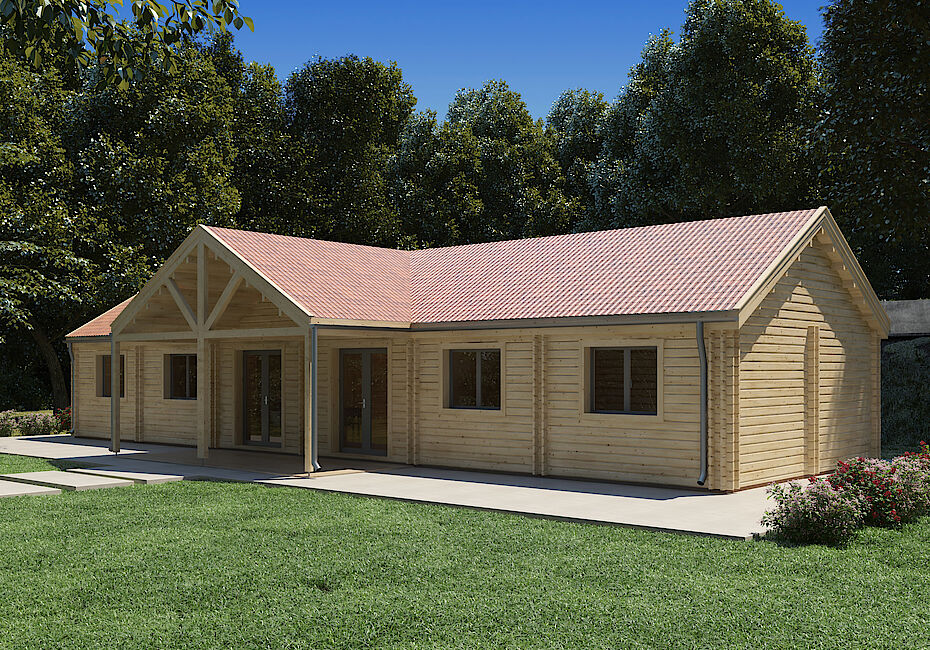 Caleba SRL - Casa in legno abitabile GINEVRA 114 m² con patio da 15 m²