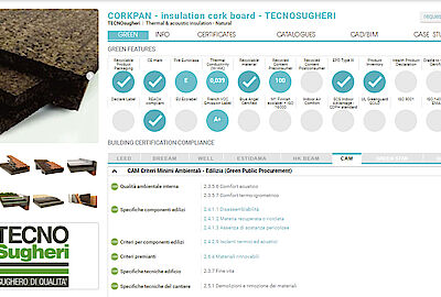 Corkpan mappato per LEED, BREEAM, GBC e CAM da Ongreening