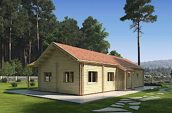 Caleba Italia srls - Casa in legno coibentata AGNESE 79 m² + 17,5 m² Portico
