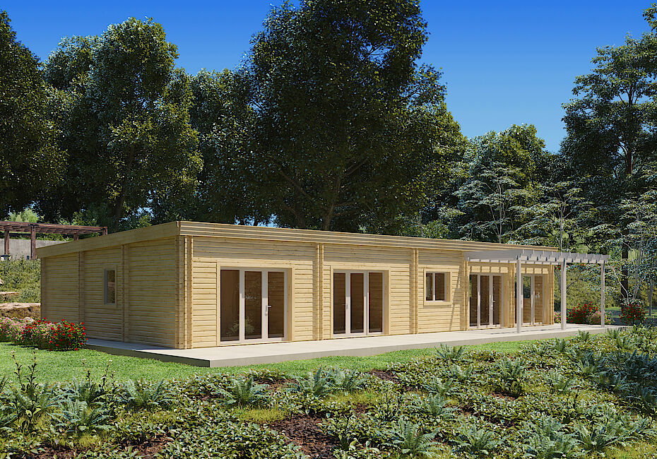 Casa di legno abitabile CAMELIA 125 m², tetto piano Caleba Italia