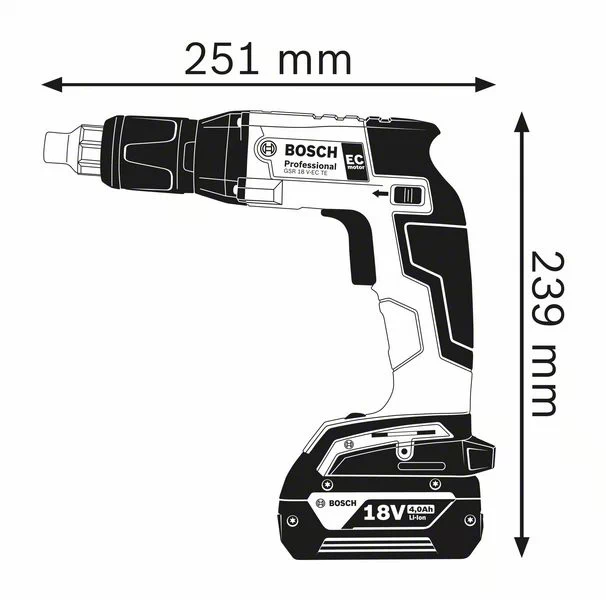 BOSCH Professional - GSR 18 V-EC TE + MA 55 Professional - Avvitatore per cartongesso