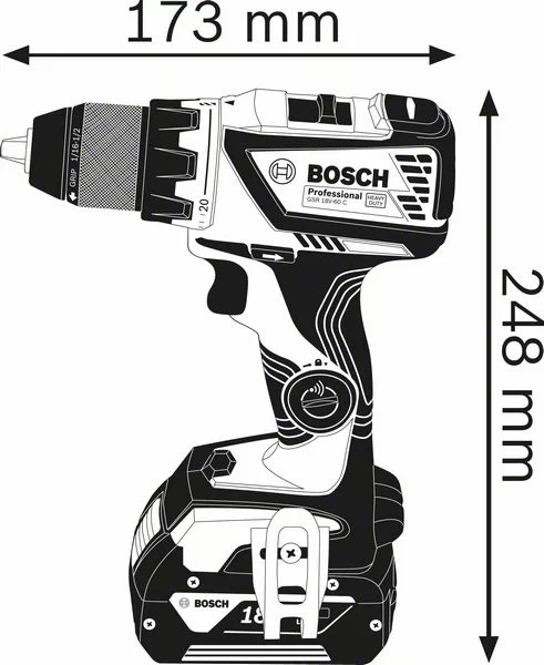 BOSCH Professional - GSR 18V-60 C Professional - Trapano avvitatore a batteria