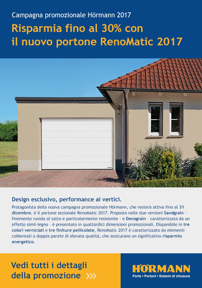 Risparmia fino al 30% con il portone RenoMatic 2017 Hormann